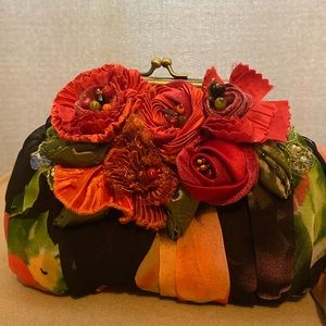 Mary Frances orange flowers purse